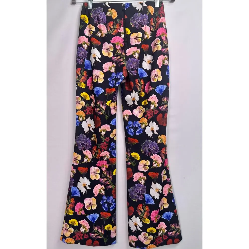 Alice + Olivia RMP Bootcut Pants Timeless Blossom Floral Mid Rise Size 0 - Picture 5 of 15